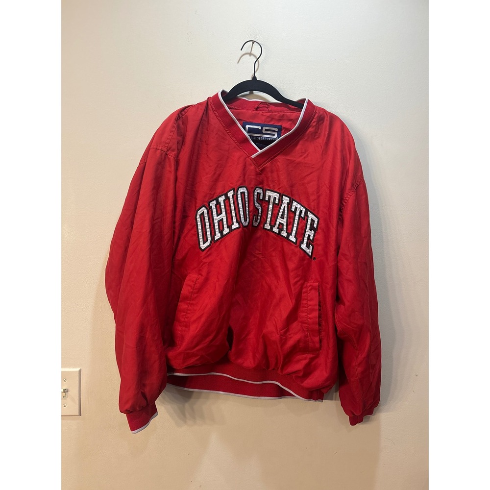 Crable Sportswear Ohio State Buckeyes V-Neck Windbreaker Red Mens Large Pullover
